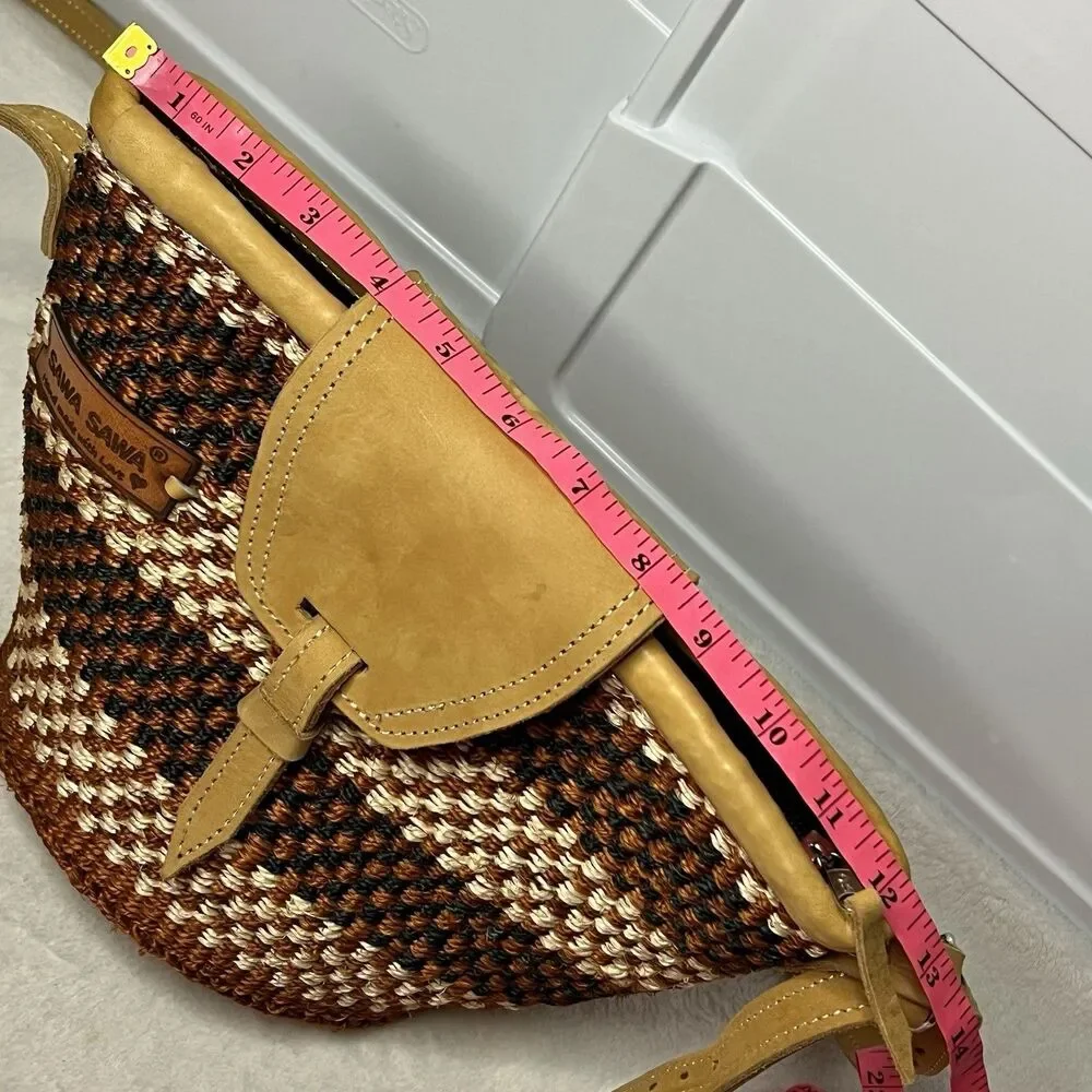 SAWA SAWA Waves on Earth Handmade Striped Sisal Tote Crossbody Purse Strap - Picture 7 of 13